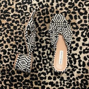 Chelsea & Violet Black and White Geometric Mules